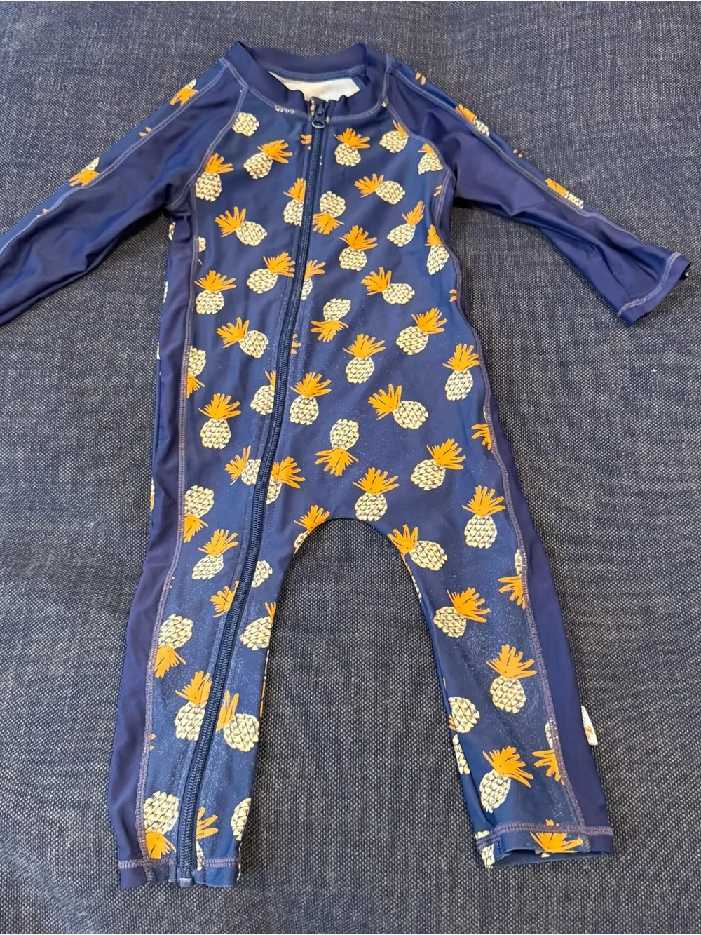 Navy Blue Pineapple Swimzip Full Body Swimsuit Long Sleeve Pants 2T UPF 50